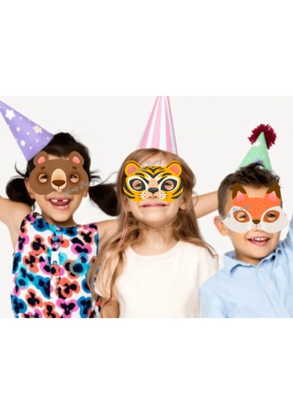 8 Adet Safari Hayvan Konsept Kağıt Parti Maskesi Safari Doğum Günü Süsü fırsatları