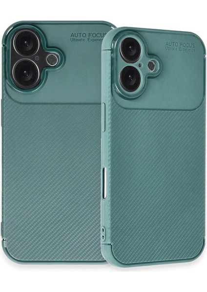 iPhone 16 Kılıf Auto Focus Karbon Kapak - Koyu YEŞIL-(5796) - M922R859-K09922 modelleri