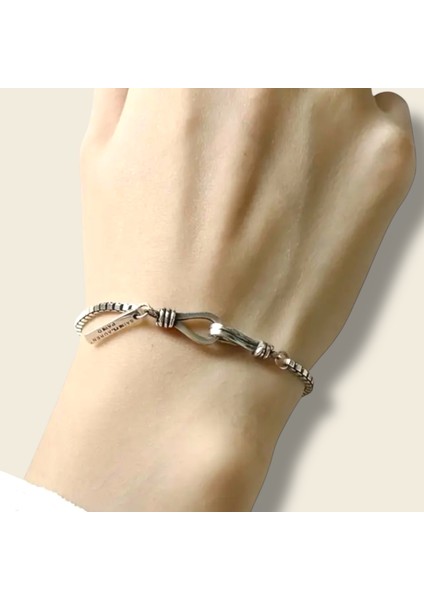 Erkek Titanyum Çelik Halat Zincir Bileklik - Minimalist Kanca Detaylı Şık Tasarım