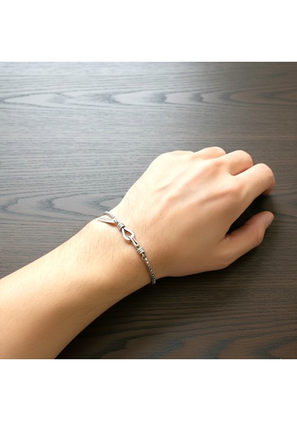 Erkek Titanyum Çelik Halat Zincir Bileklik - Minimalist Kanca Detaylı Şık Tasarım fırsatları