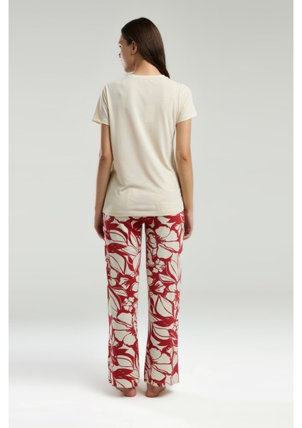 Kadın Viskon Kumaş V Yaka Kısa Kollu Ikili Takım fiyatları