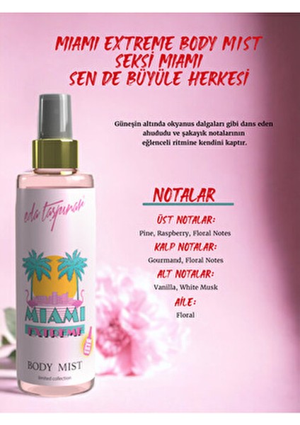 Miami Body Mist Vücut Spreyi 200 ml Kadınlar İçin Ferahlatıcı Koku indirimleri