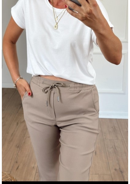 Kadın Full Likralı Beli Bağçıklı Süper Rahat Duble Paça Bilek Boy Üst Düzey Pantolon modelleri