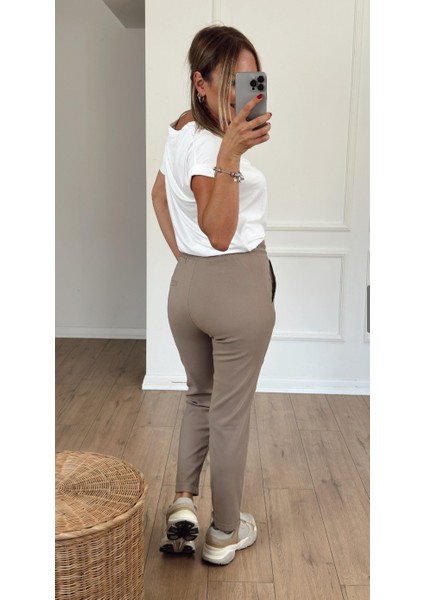 Kadın Full Likralı Beli Bağçıklı Süper Rahat Duble Paça Bilek Boy Üst Düzey Pantolon fırsatları