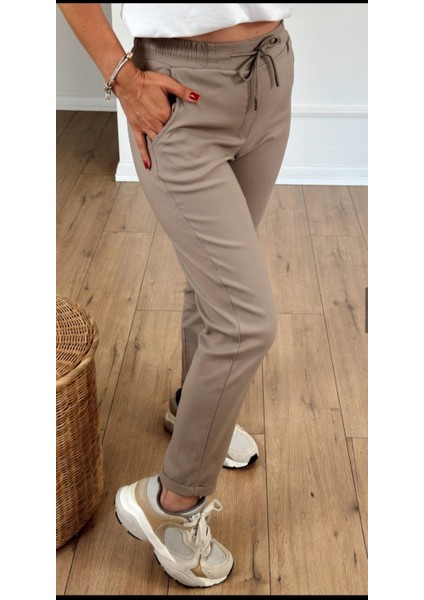 Kadın Full Likralı Beli Bağçıklı Süper Rahat Duble Paça Bilek Boy Üst Düzey Pantolon indirimleri