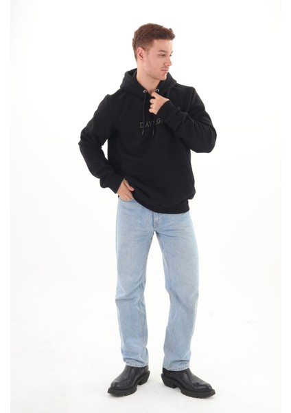 Unisex Nakışlı Siyah Kapüşonlu Sweatshirt (Nakış Yeşil Renk)Kanguru Cep Detaylı Hem Erkek Hem De Kadın Için Dizayn Edilmiştir fiyatları