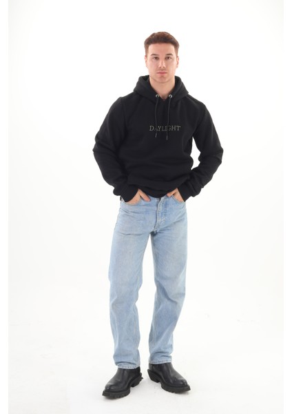 Unisex Nakışlı Siyah Kapüşonlu Sweatshirt (Nakış Yeşil Renk)Kanguru Cep Detaylı Hem Erkek Hem De Kadın Için Dizayn Edilmiştir fırsatları