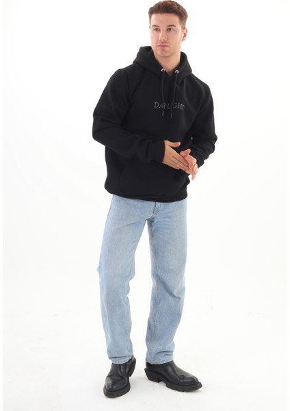 Unisex Nakışlı Siyah Kapüşonlu Sweatshirt (Nakış Yeşil Renk)Kanguru Cep Detaylı Hem Erkek Hem De Kadın Için Dizayn Edilmiştir indirimleri