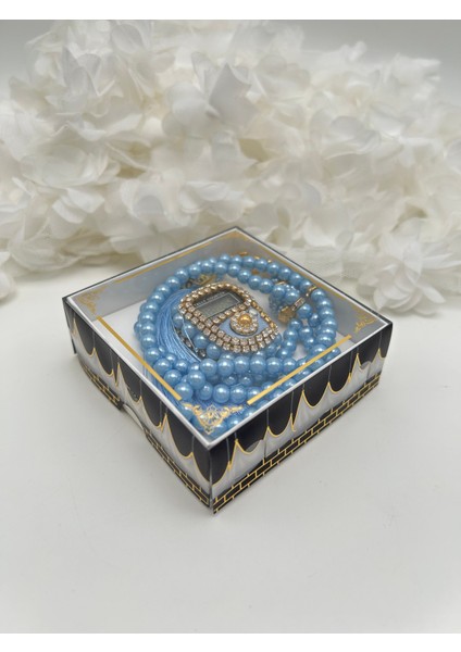 Hediyelik Taşlı Zikirmatik ve Tesbih Seti Kutulu