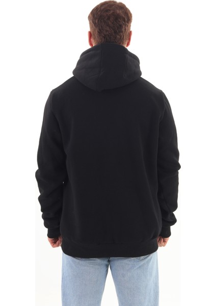 Unisex Nakışlı Siyah Kapüşonlu Sweatshirt (Nakış Yeşil Renk)Kanguru Cep Detaylı Hem Erkek Hem De Kadın Için Dizayn Edilmiştir