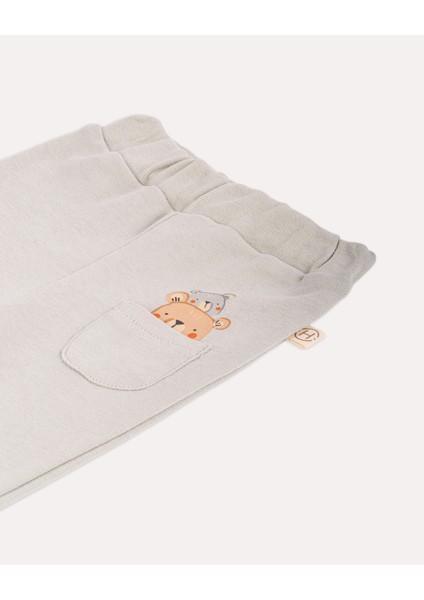 %100 Organik Pamuk Gots Sertifikalı Cepli Teddy Desenli Bebek & Yenidoğan Pantolon - Mint indirimleri