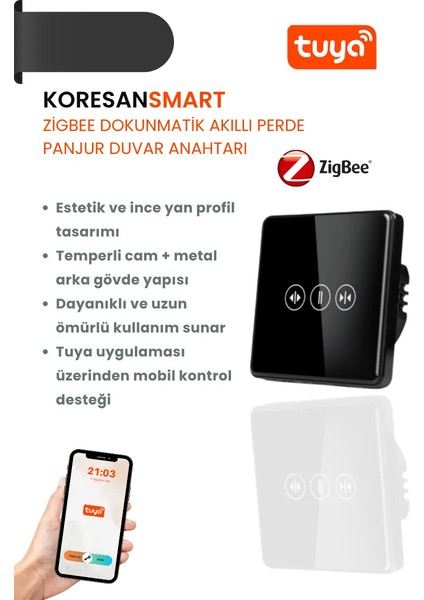 Tuya Zigbee Dokunmatik Akıllı Perde Panjur Duvar Anahtarı modelleri