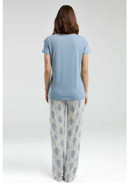 Kadın Süprem Kumaş Dantel Yaka Kısa Kollu Ikili Takım fiyatları