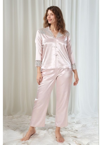 Kadın Pudra Saten Gelin 6'lı Çeyiz Seti Sabahlık & Gecelik & Pijama Şortlu Takım W8U6O1K0KKA indirimleri