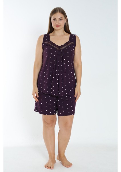 Kadın Askılı Dantel Detaylı Esnek Viskon Alt Üst Gecelik Takımı