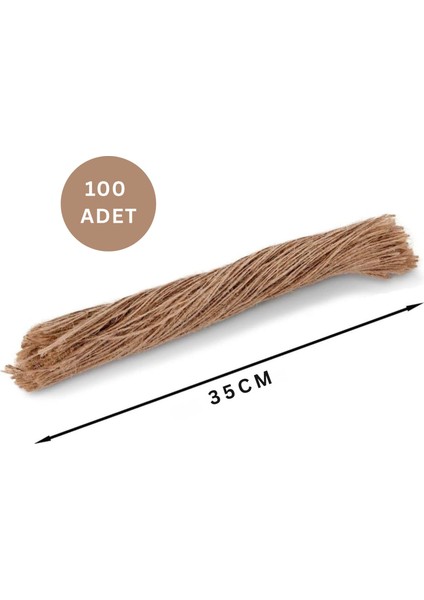 Doğal Kesilmiş Jüt Ip Seti, 100LÜ-35 Cm, Kraft Hediye Paketleme & Süsleme Ipi, Etiket ve Ambalaj Ipi fiyatları