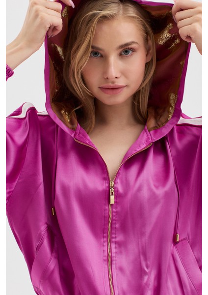 Kadın Kapüşon Detaylı Full Fermuar Kapamalı Saten Takım fırsatları