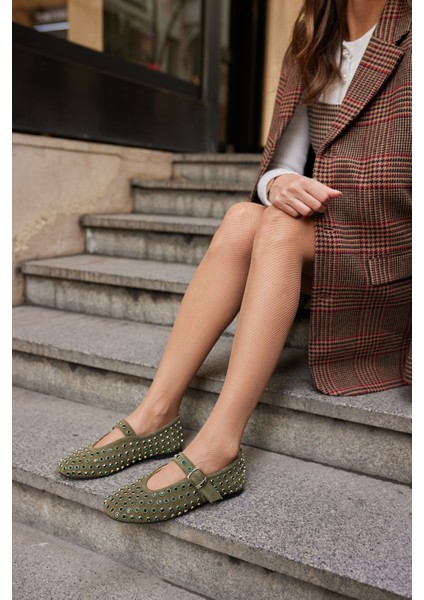 Gallo Kadın Bej Gercek Deri Suet Komple Taş Babet modelleri