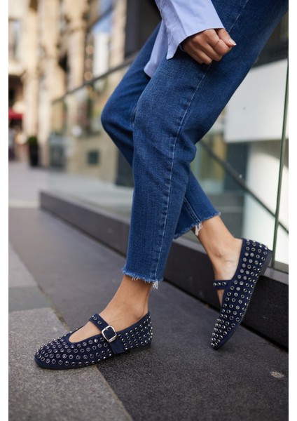 Gallo Kadın Bej Gercek Deri Suet Komple Taş Babet