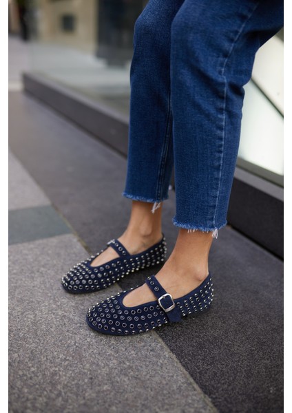 Gallo Kadın Bej Gercek Deri Suet Komple Taş Babet