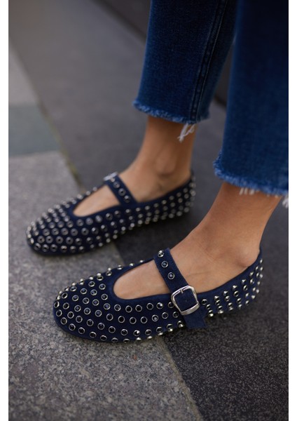 Gallo Kadın Bej Gercek Deri Suet Komple Taş Babet