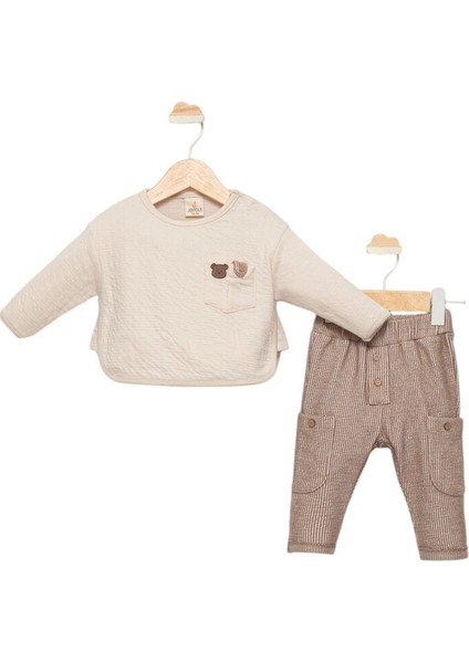 15584 Erkek Bebek Ayı Deri Armalı 2'li Takım