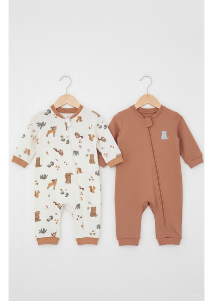 Baskılı 2\'li Erkek Bebek Tulum Seti 3-24 Ay KD53128 fiyatları
