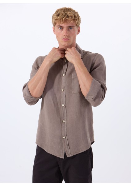 Regular Fit Gömlek Yaka Kahve Erkek Gömlek Relegant