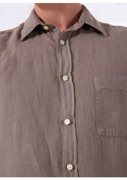 Regular Fit Gömlek Yaka Kahve Erkek Gömlek Relegant fırsatları