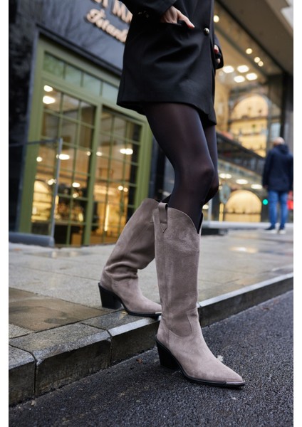 Volga Kadın Vizon Gercek Suet Burun Demırlı Çizme modelleri