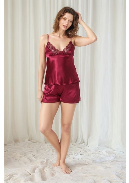 Kadın Bordo Saten Gelin 6'lı Çeyiz Seti Sabahlık & Gecelik & Pijama Şortlu Takım W8U6O7K0KKA fırsatları