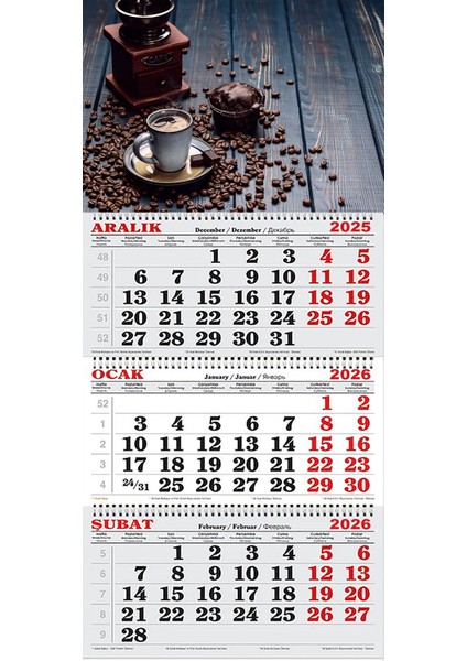 2026 Yılı Gemici Takvimi-Kahve Çekirdekleri