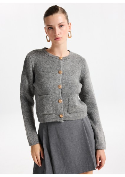 Gri Melanj Kadın Hırka F5WL-HRK0404 modelleri