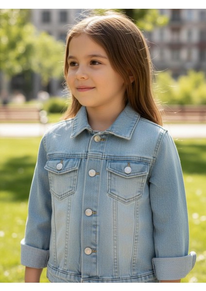Unisex Çocuk Çift Cepli Dügmeli Kot Erkek Çocuk Ceket fiyatları
