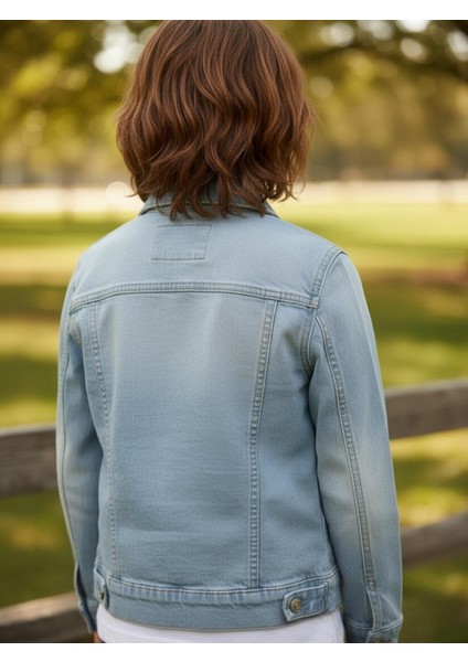 Unisex Çocuk Çift Cepli Dügmeli Kot Erkek Çocuk Ceket fırsatları