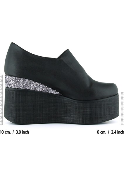 Lumi Siyah Vegan Yuvarlak Burun Taşlı Gizli Dolgu Topuklu Günlük Ayakkabı fiyatları