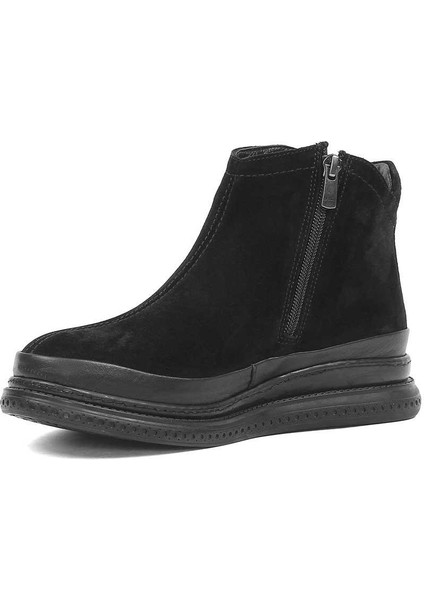 Kadın Siyah Fermuarlı Süet Deri Bot modelleri