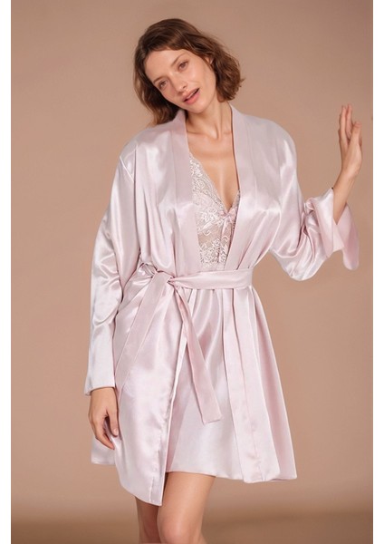 Kadın Pudra Saten Gelin 6'lı Çeyiz Seti Sabahlık & Gecelik & Pijama Şortlu Takım W8U6O2K0KKA fiyatları