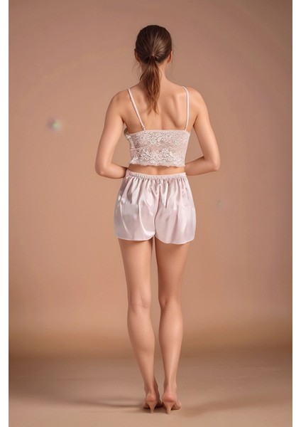 Kadın Pudra Saten Gelin 6'lı Çeyiz Seti Sabahlık & Gecelik & Pijama Şortlu Takım W8U6O2K0KKA fırsatları