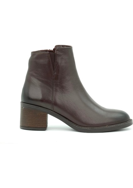 Hakiki Deri Fermuarlı Kadın Bot Kauçuk Taban - B265969