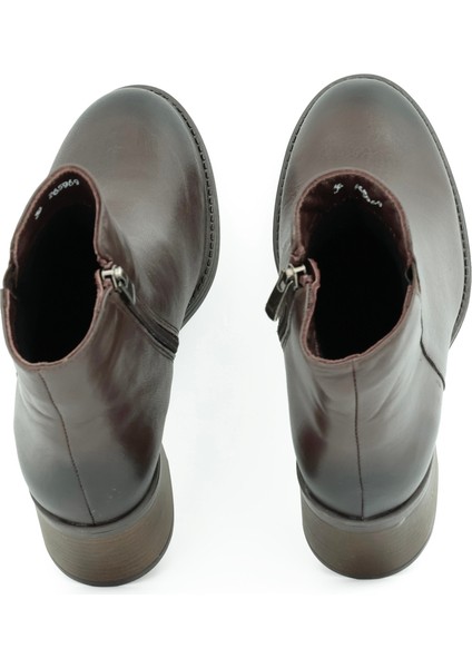 Hakiki Deri Fermuarlı Kadın Bot Kauçuk Taban - B265969 indirimleri