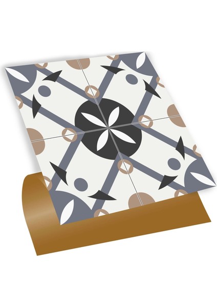 Kendinden Yapışkanlı Fayans Kaplama Palmet Desenli Pvc Karo 30X30 cm (4 Adet) 0,36M²