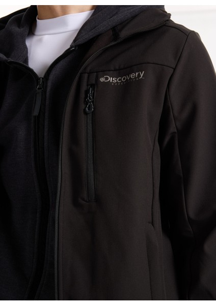 D5WM-MNT3722 Siyah Kapüşon Yaka Relaxed Düz Erkek Sweatmont fırsatları