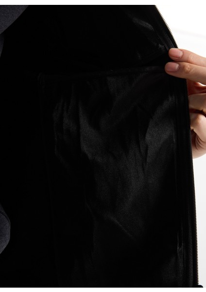 D5WM-MNT3722 Siyah Kapüşon Yaka Relaxed Düz Erkek Sweatmont indirimleri