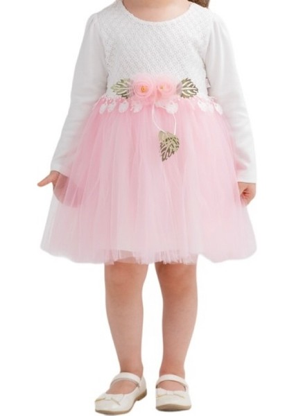 410743 Kız Çocuk Prenses Tüllü Çiçekli Elbise