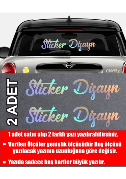 Isim Soyisim Sticker - Kişisel Yazı Sticker - 2 Adet Kişisel Ürün Ad Soyad Sticker Araba Oto Motosiklet Karavan Sticker 00121