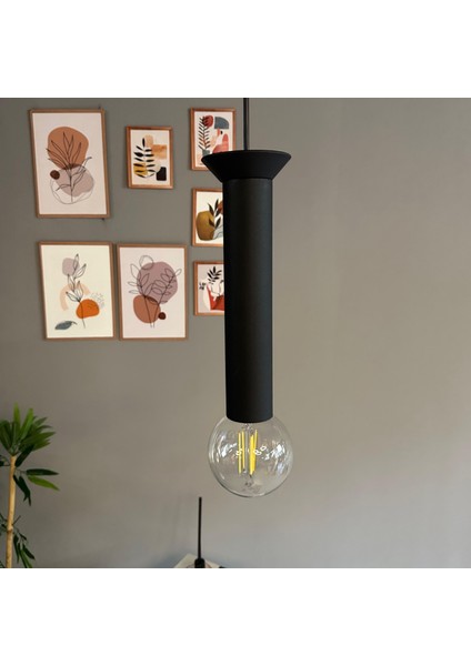 Mika Sarkıt Siyah Tabak Avize Sarkıt Lamba Koridor Duvar Merdiven Antre Oturma Odası Avizeleri