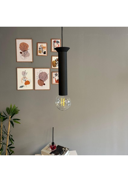 Mika Sarkıt Siyah Tabak Avize Sarkıt Lamba Koridor Duvar Merdiven Antre Oturma Odası Avizeleri