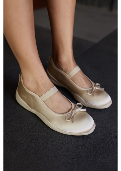 Cacares Kadin Gumus Saten Lastıklı Babet Sneaker