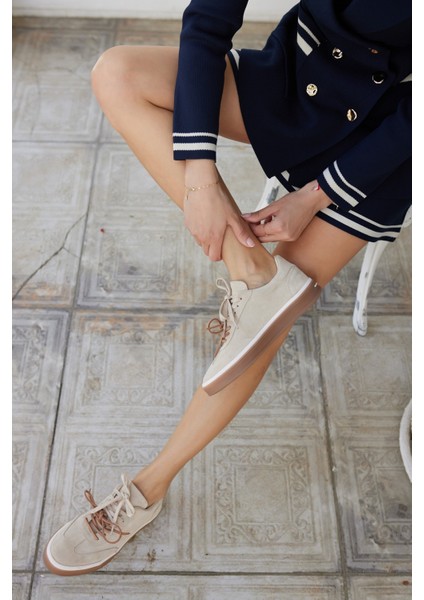 Paok Kadın Lacivert Gercek Suet Bagcık Detay Sneaker fırsatları